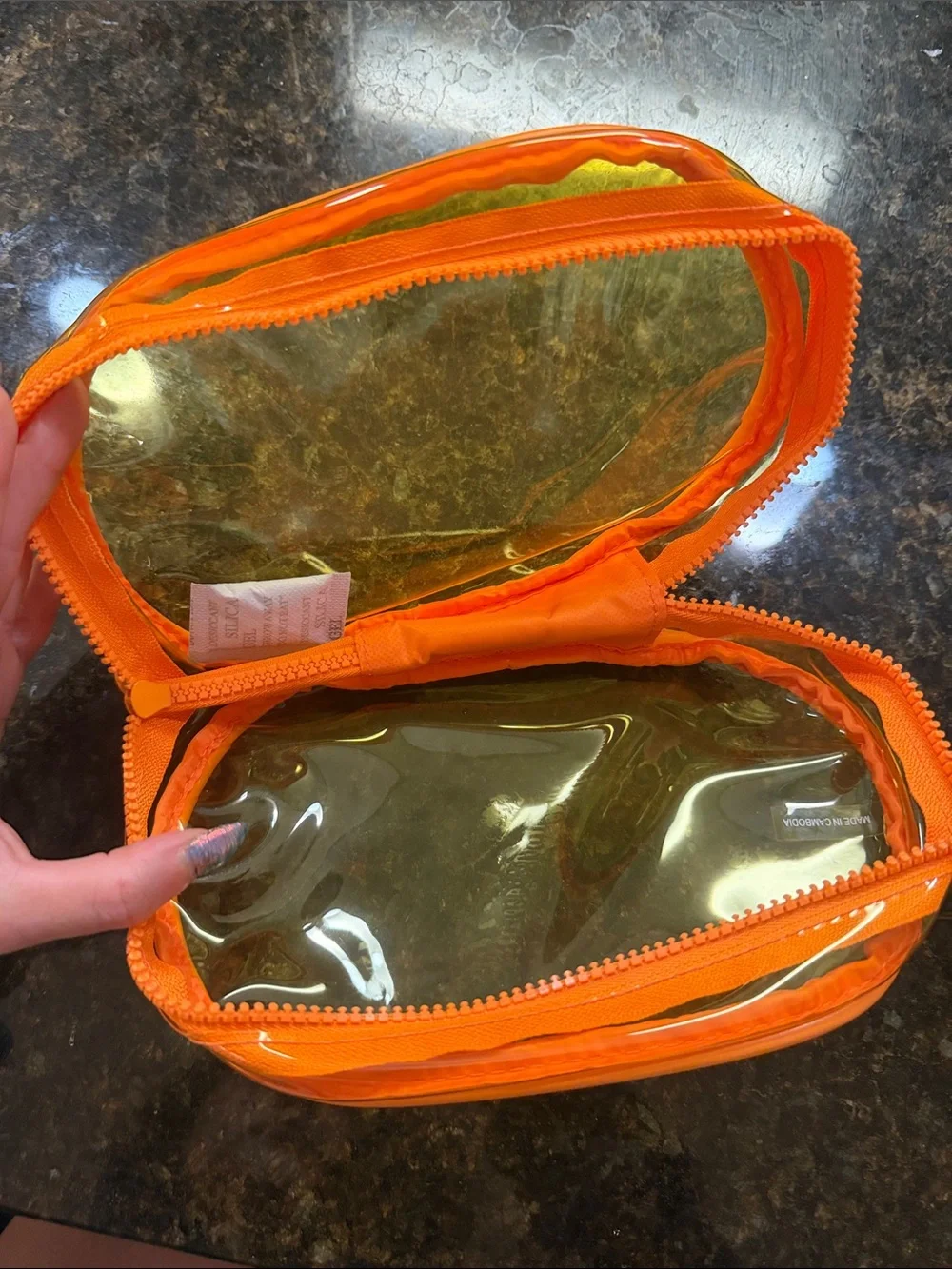 Ulta Clear Orange PVC Travel Pouch New